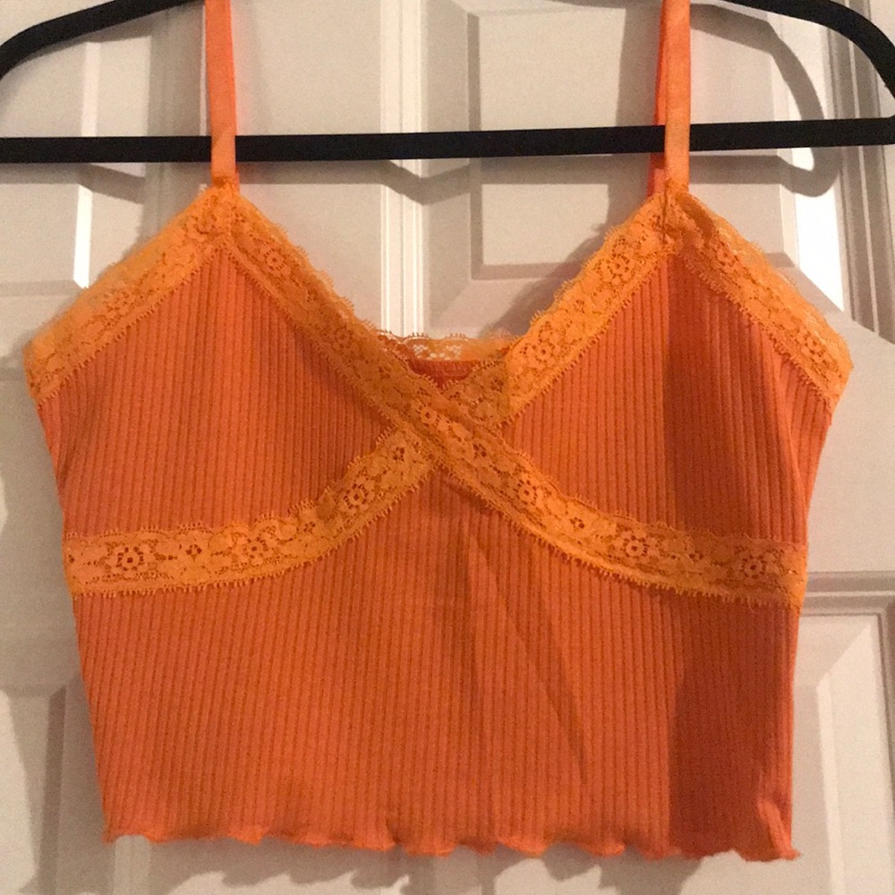 Y2K orange LACE TANK